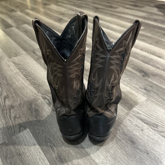 DAN POST Cowboy Western Boots Mens 12D 16809 Leather Black Brown Embroidery main image 10
